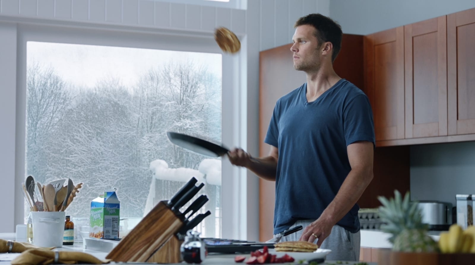 Tom Brady Chows Down On Pancakes As Star Of Intel Super Bowl