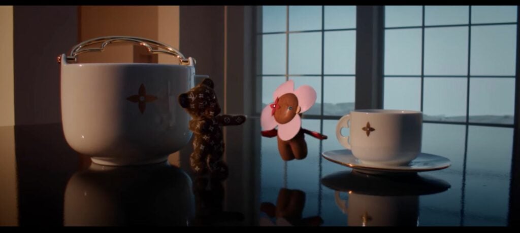Louis Vuitton Christmas animation 2022 advert features Maison Mascot Vivienne and her plush friend Teddy