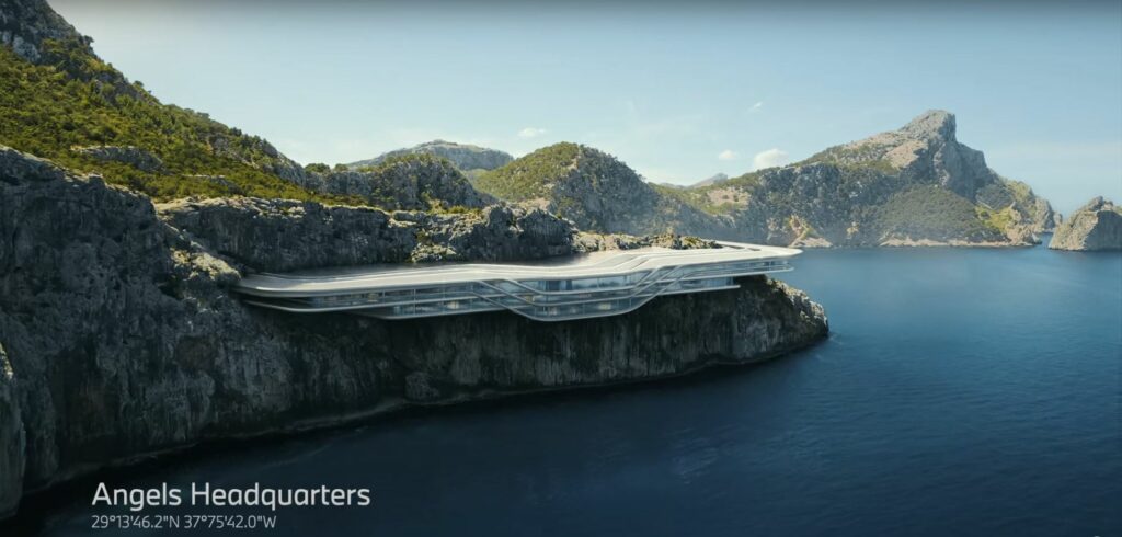 BMW ad 2023: An aerial view of the Guardian Angels HQ.