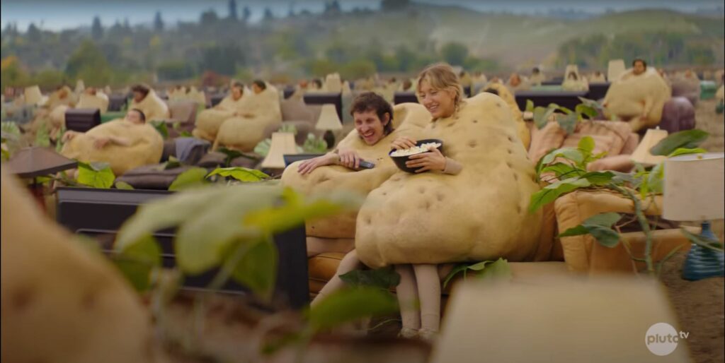 couch potatoes Pluto TV ad Super Bowl 2024