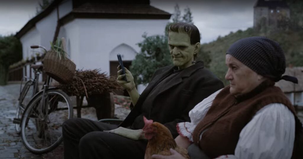A modern twist on the classic tale: Frankenstein's creature awakens in the lab, learns about the world via Xfinity TV